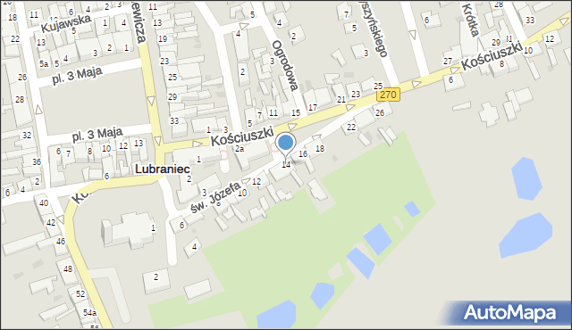 Lubraniec, św. Józefa, 14, mapa Lubraniec