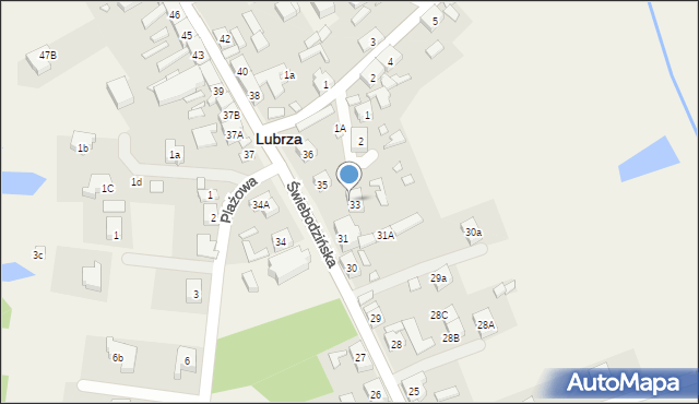 Lubrza, Świebodzińska, 33, mapa Lubrza