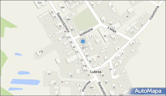 Lubrza, Świebodzińska, 42, mapa Lubrza