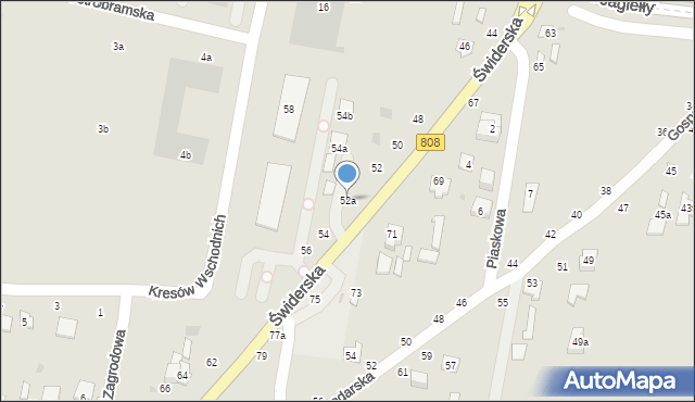 Łuków, Świderska, 52a, mapa Łuków