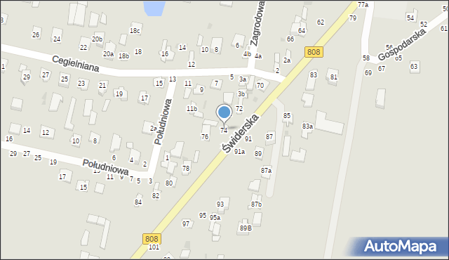 Łuków, Świderska, 74, mapa Łuków