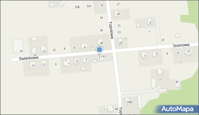 Łyse, Świerkowa, 1, mapa Łyse