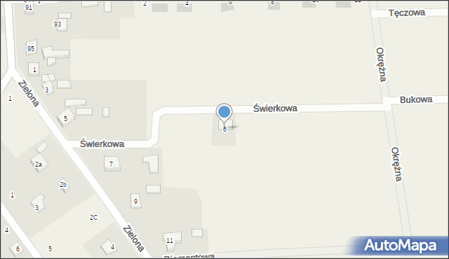 Łysiec, Świerkowa, 6, mapa Łysiec
