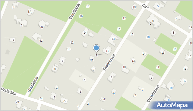 Magdalenka, Świerkowa, 9, mapa Magdalenka