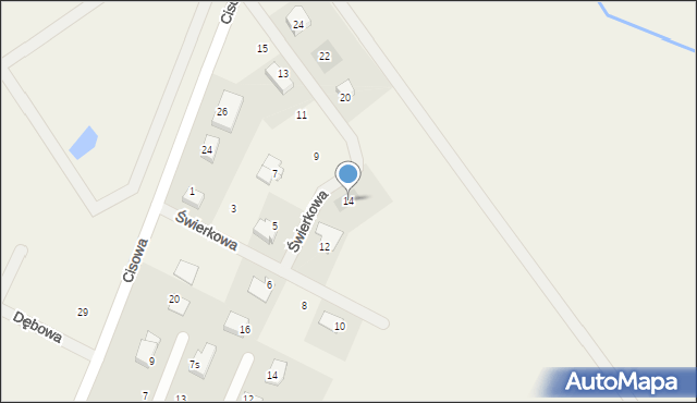 Manowo, Świerkowa, 14, mapa Manowo