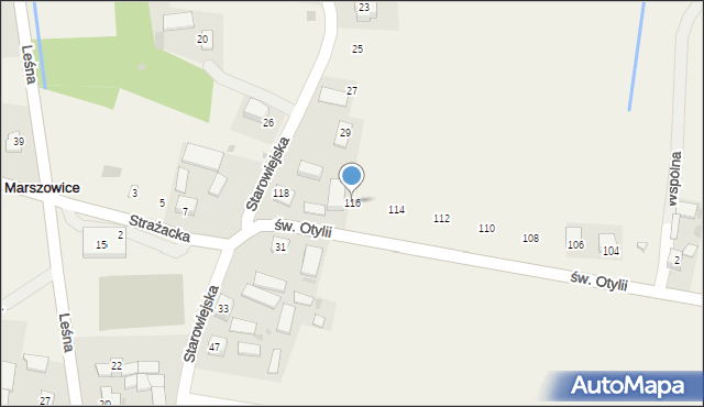 Marszowice, św. Otylii, 116, mapa Marszowice