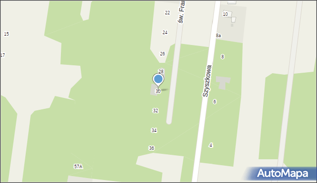 Maszna, św. Franciszka z Asyżu, 30, mapa Maszna