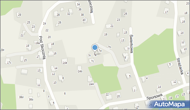 Meszna, Świerkowa, 7e, mapa Meszna