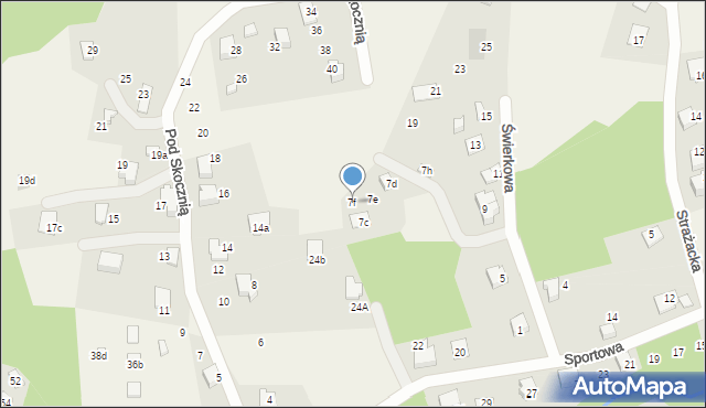 Meszna, Świerkowa, 7f, mapa Meszna