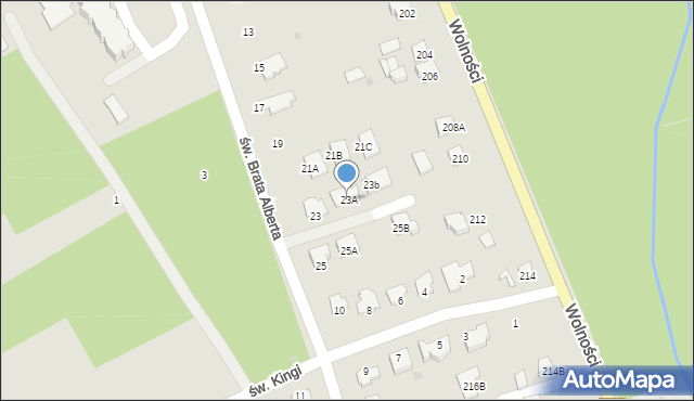 Mielec, św. Brata Alberta, 23A, mapa Mielca