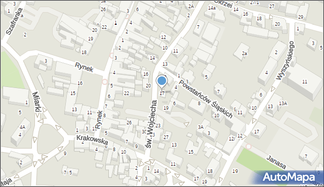Mikołów, św. Wojciecha, 17, mapa Mikołów