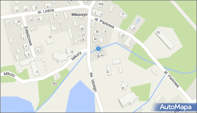 Mikorzyn, św. Idziego, 34, mapa Mikorzyn