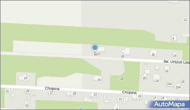 Milanówek, św. Urszuli Ledóchowskiej, 30, mapa Milanówek
