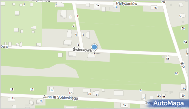 Milanówek, Świerkowa, 6, mapa Milanówek