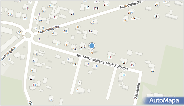 Mława, św. Maksymiliana Marii Kolbego, 9, mapa Mława