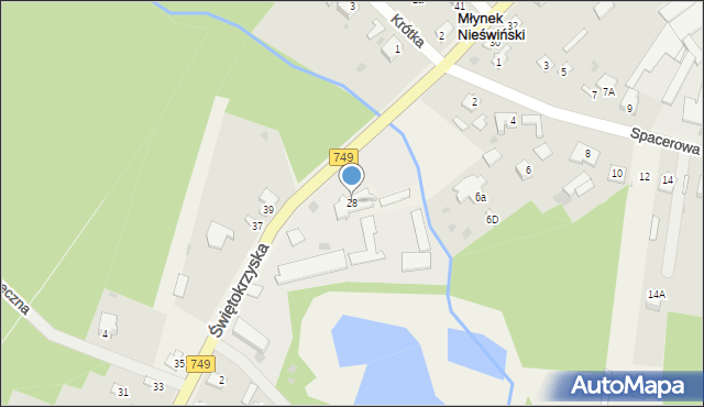 Młynek Nieświński, Świętokrzyska, 28, mapa Młynek Nieświński