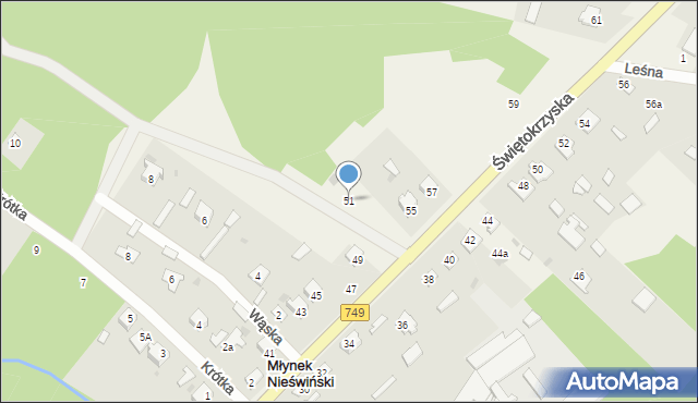 Młynek Nieświński, Świętokrzyska, 51, mapa Młynek Nieświński