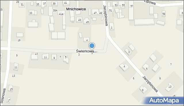Mnichowice, Świerkowa, 1, mapa Mnichowice