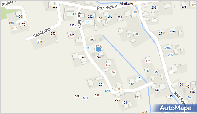 Mników, św. Jana, 11, mapa Mników