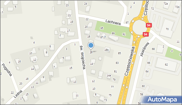 Modlnica, św. Wojciecha, 16, mapa Modlnica