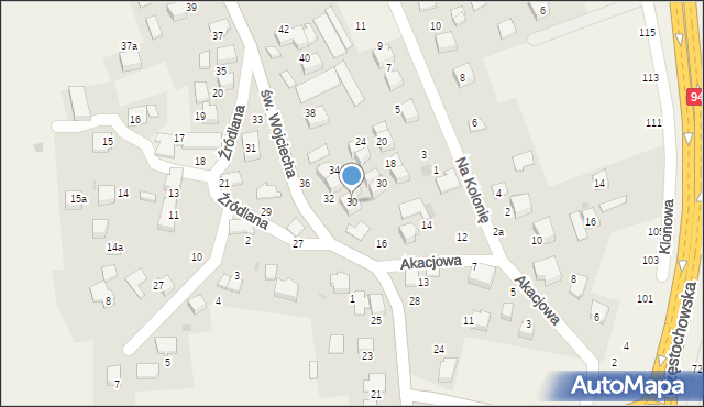 Modlnica, św. Wojciecha, 30, mapa Modlnica