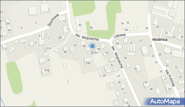Modlnica, św. Wojciecha, 57, mapa Modlnica