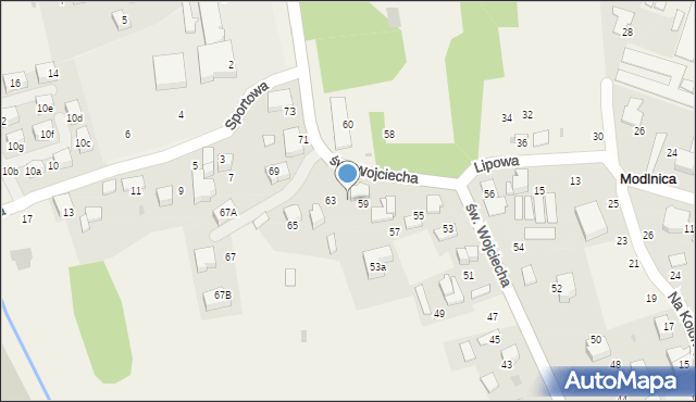 Modlnica, św. Wojciecha, 61, mapa Modlnica