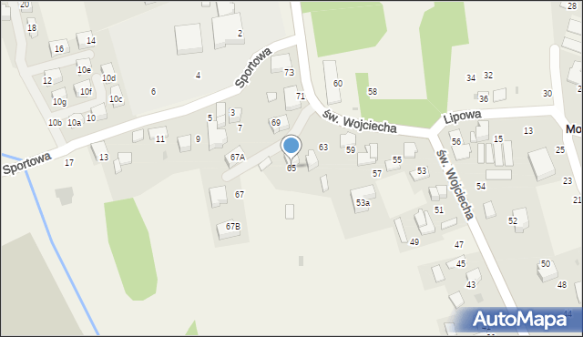 Modlnica, św. Wojciecha, 65, mapa Modlnica