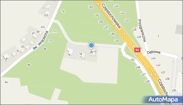 Modlnica, św. Wojciecha, 80, mapa Modlnica