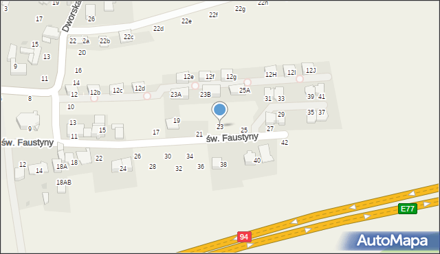 Modlniczka, św. Faustyny, 23, mapa Modlniczka