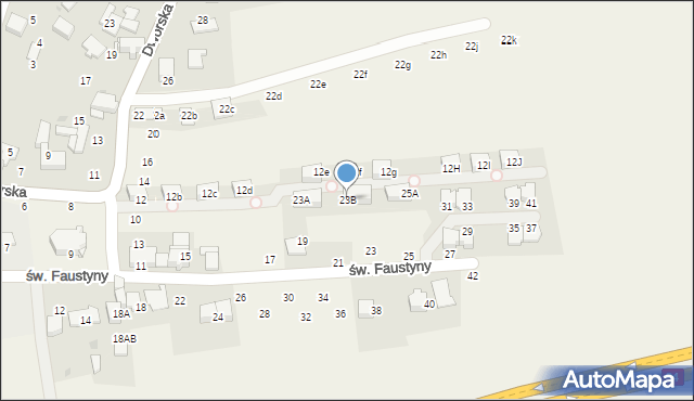 Modlniczka, św. Faustyny, 23B, mapa Modlniczka