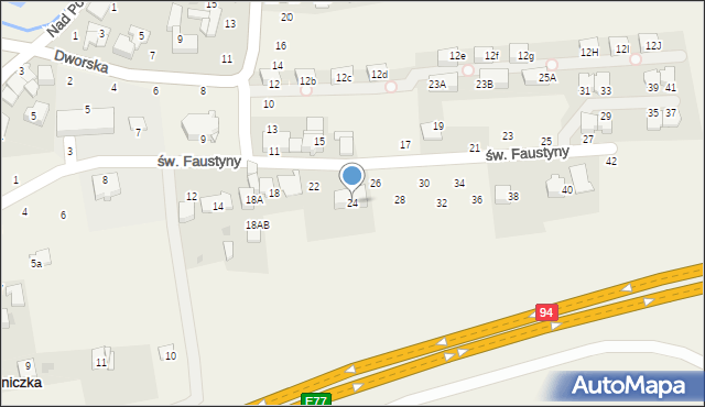 Modlniczka, św. Faustyny, 24, mapa Modlniczka