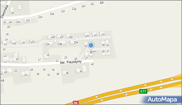 Modlniczka, św. Faustyny, 29, mapa Modlniczka