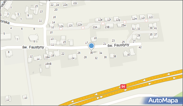 Modlniczka, św. Faustyny, 30, mapa Modlniczka
