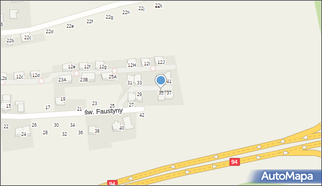 Modlniczka, św. Faustyny, 35, mapa Modlniczka