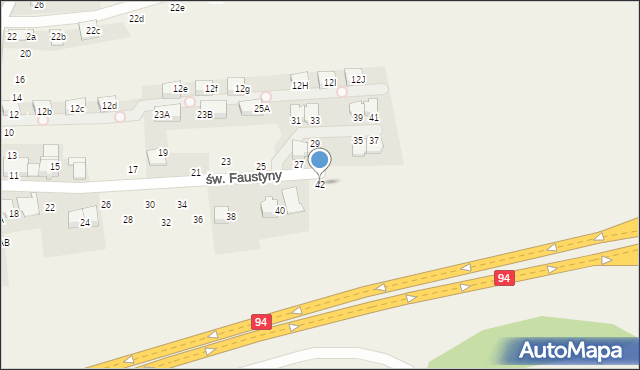 Modlniczka, św. Faustyny, 42, mapa Modlniczka