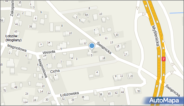 Mogilany, Świątnicka, 16, mapa Mogilany