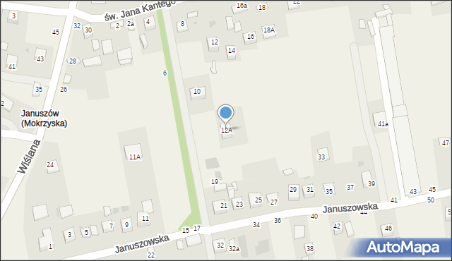 Mokrzyska, św. Jana Kantego, 12A, mapa Mokrzyska