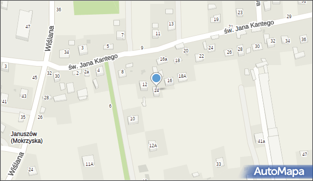 Mokrzyska, św. Jana Kantego, 14, mapa Mokrzyska