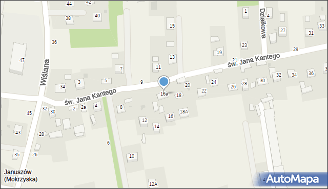 Mokrzyska, św. Jana Kantego, 16a, mapa Mokrzyska