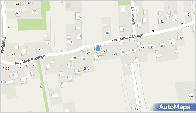 Mokrzyska, św. Jana Kantego, 22, mapa Mokrzyska