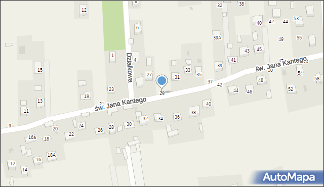 Mokrzyska, św. Jana Kantego, 29, mapa Mokrzyska