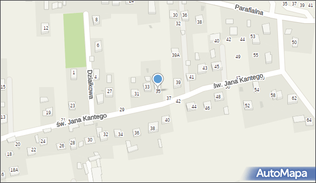 Mokrzyska, św. Jana Kantego, 35, mapa Mokrzyska