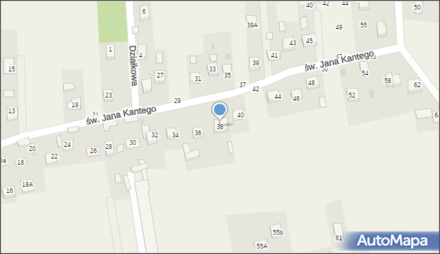 Mokrzyska, św. Jana Kantego, 38, mapa Mokrzyska