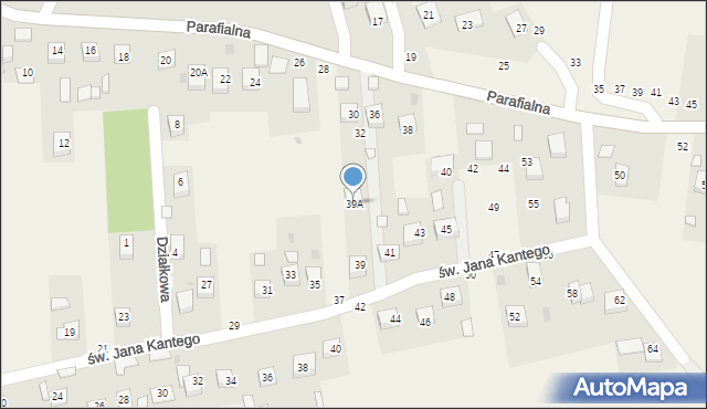 Mokrzyska, św. Jana Kantego, 39A, mapa Mokrzyska