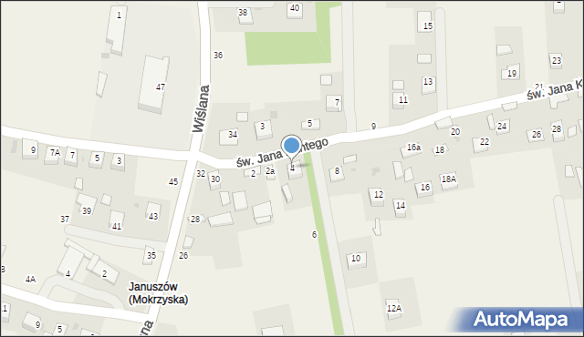 Mokrzyska, św. Jana Kantego, 4, mapa Mokrzyska