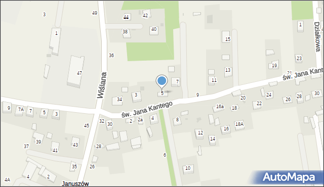 Mokrzyska, św. Jana Kantego, 5, mapa Mokrzyska