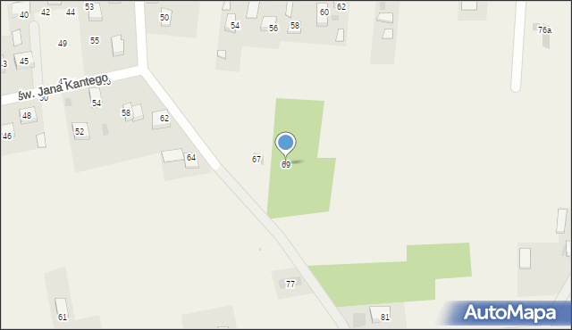 Mokrzyska, św. Jana Kantego, 69, mapa Mokrzyska