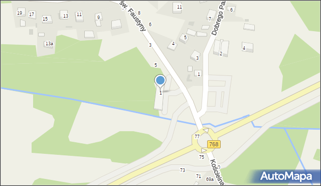 Mokrzyska, św. s. Faustyny, 1, mapa Mokrzyska