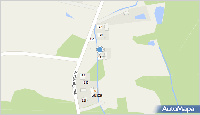 Mokrzyska, św. s. Faustyny, 138, mapa Mokrzyska